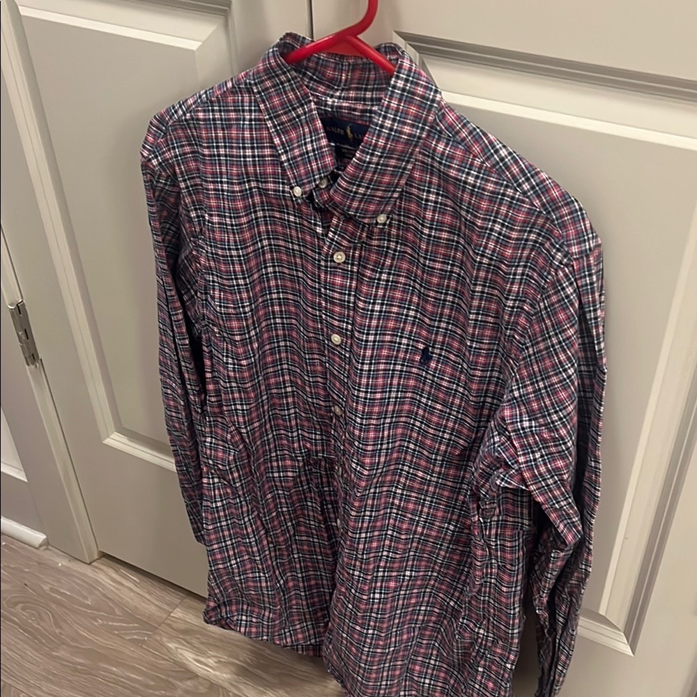 Men's Plaid Shirt - Red and Blue